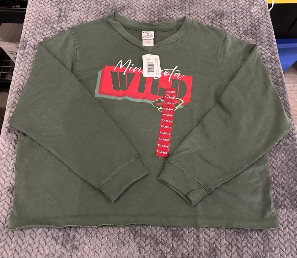 NWT Minnesota Wild Lace Up Hoodie Mens XL Green NHL Hockey Sweatshirt